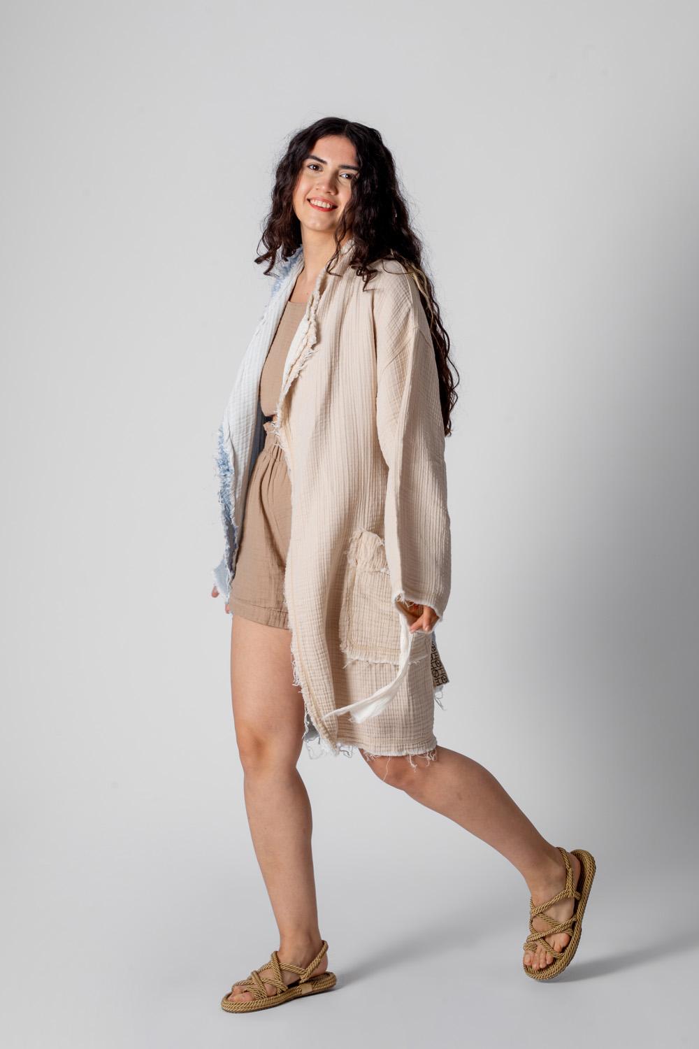 Müslin Kumaş Çift Renk Kimono 2