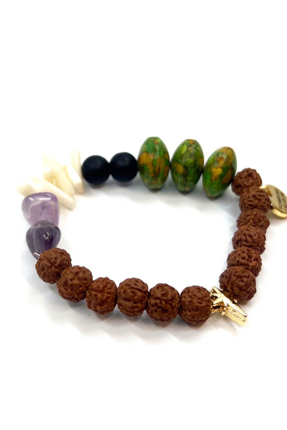 Meditasyon için Doğal Taş ve Rudraksha Bileklik