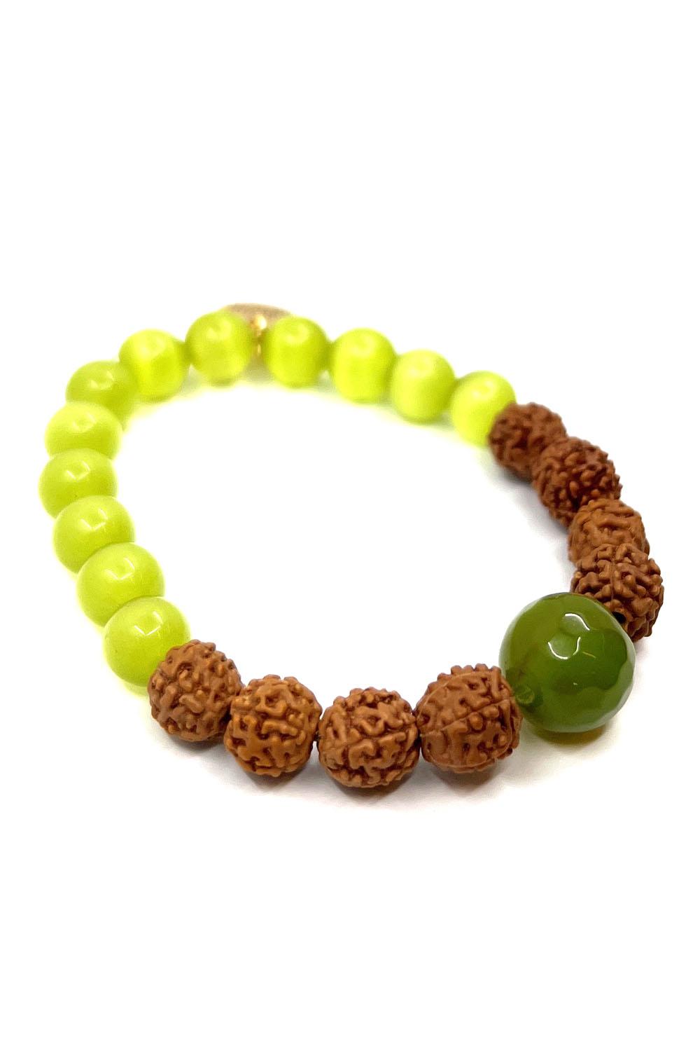 Işıltını Yansıtman için Doğal Taş ve Rudraksha Bileklik